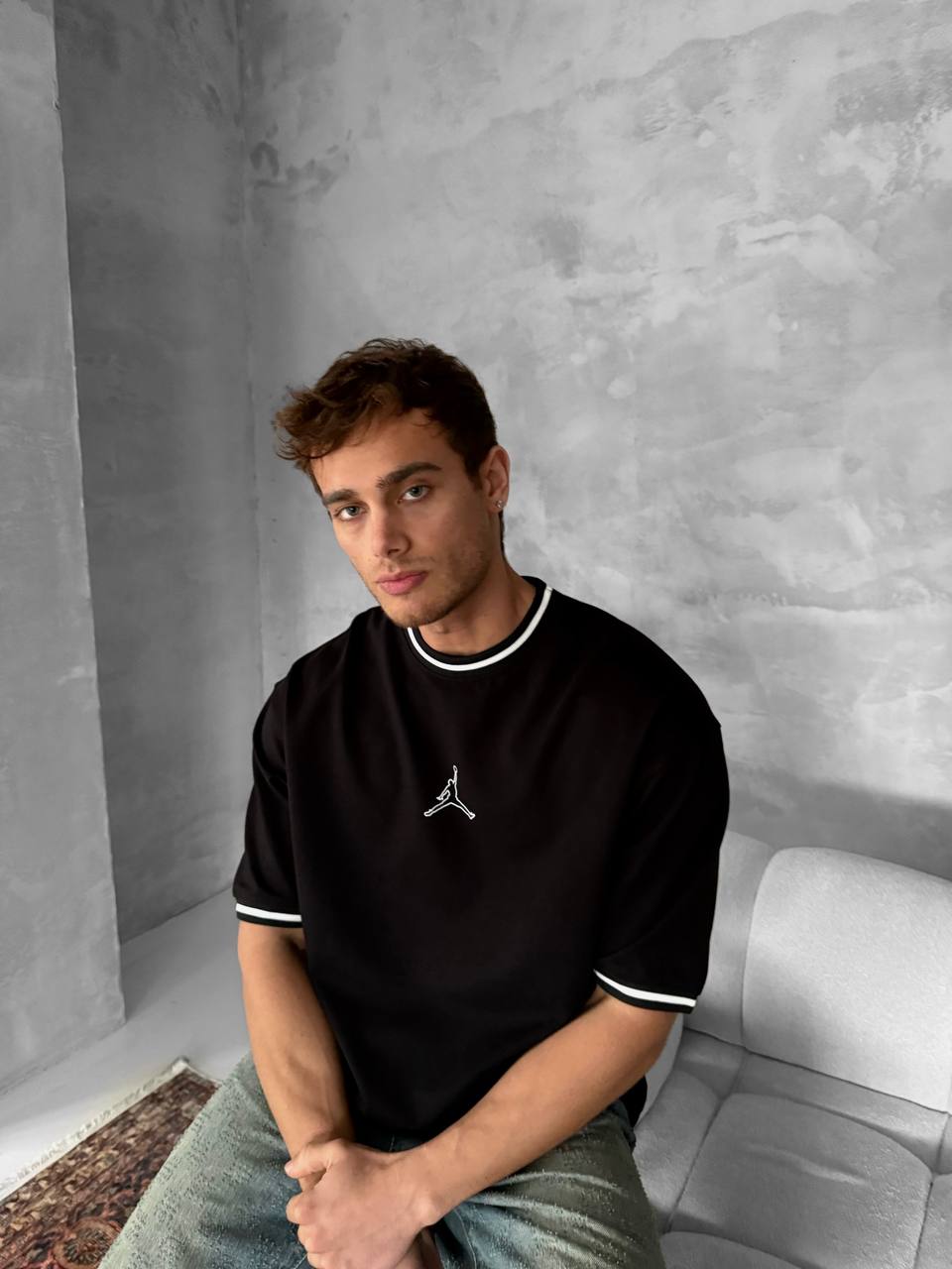 Jordan Logo Contrast Collar Cotton Tee Withinblack