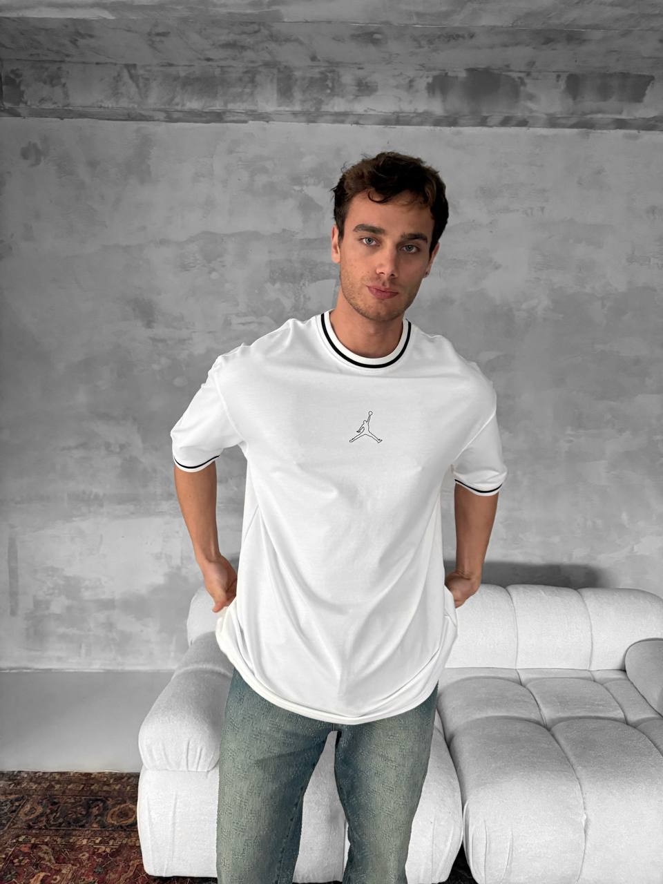 Jordan Logo Contrast Collar Cotton Tee Withinblack