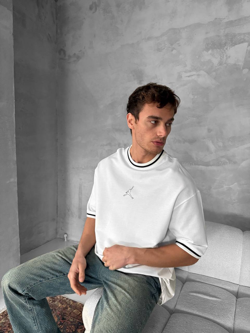 Jordan Logo Contrast Collar Cotton Tee Withinblack