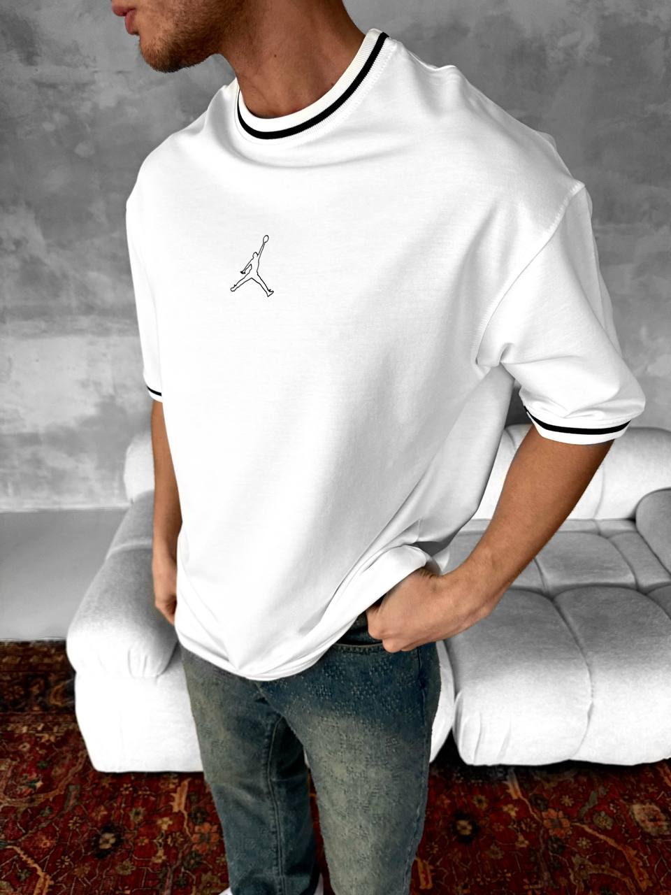 Jordan Logo Contrast Collar Cotton Tee Withinblack
