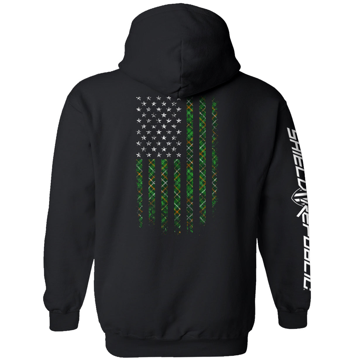 Irish Plaid American Flag Shield Republic