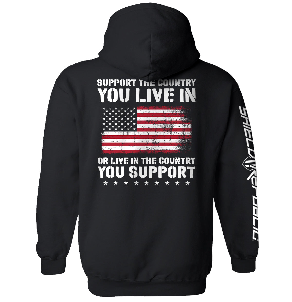 Support The Country You Live In Flag Shield Republic