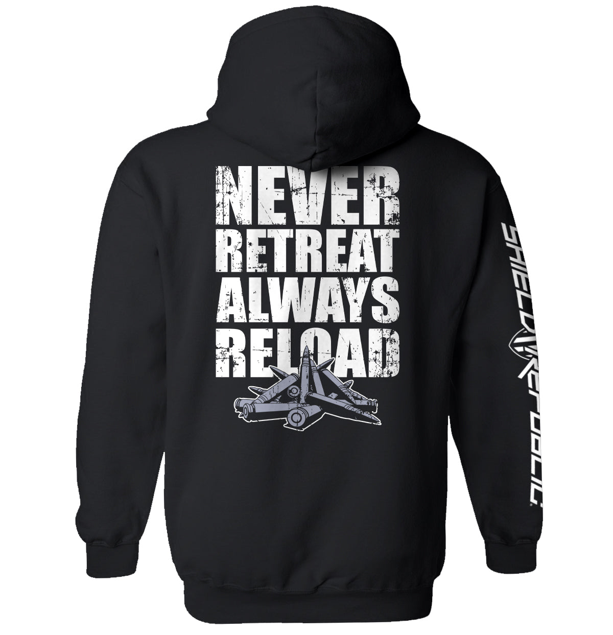 Never Retreat Always Reload Shield Republic