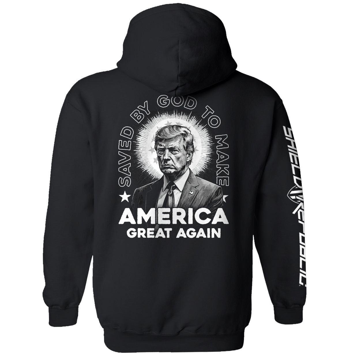 Saved By God to Make America Great Again Shield Republic