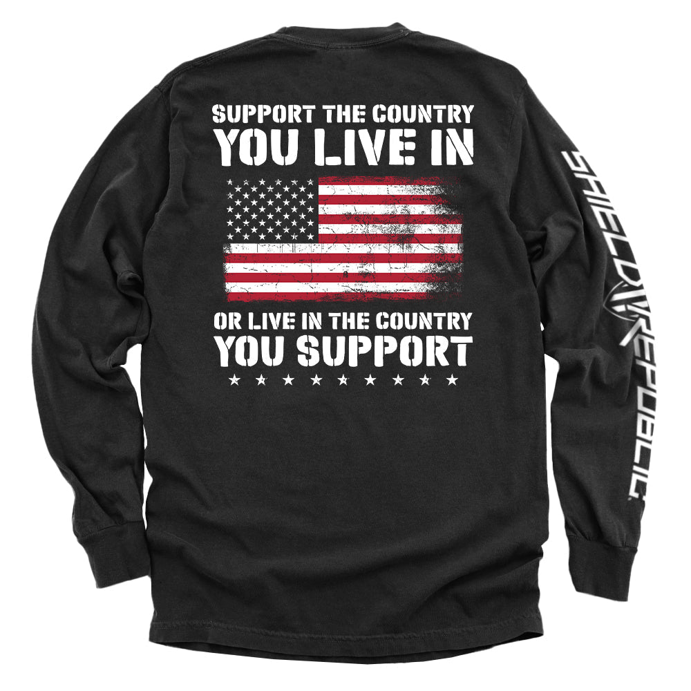 Support The Country You Live In Flag Shield Republic