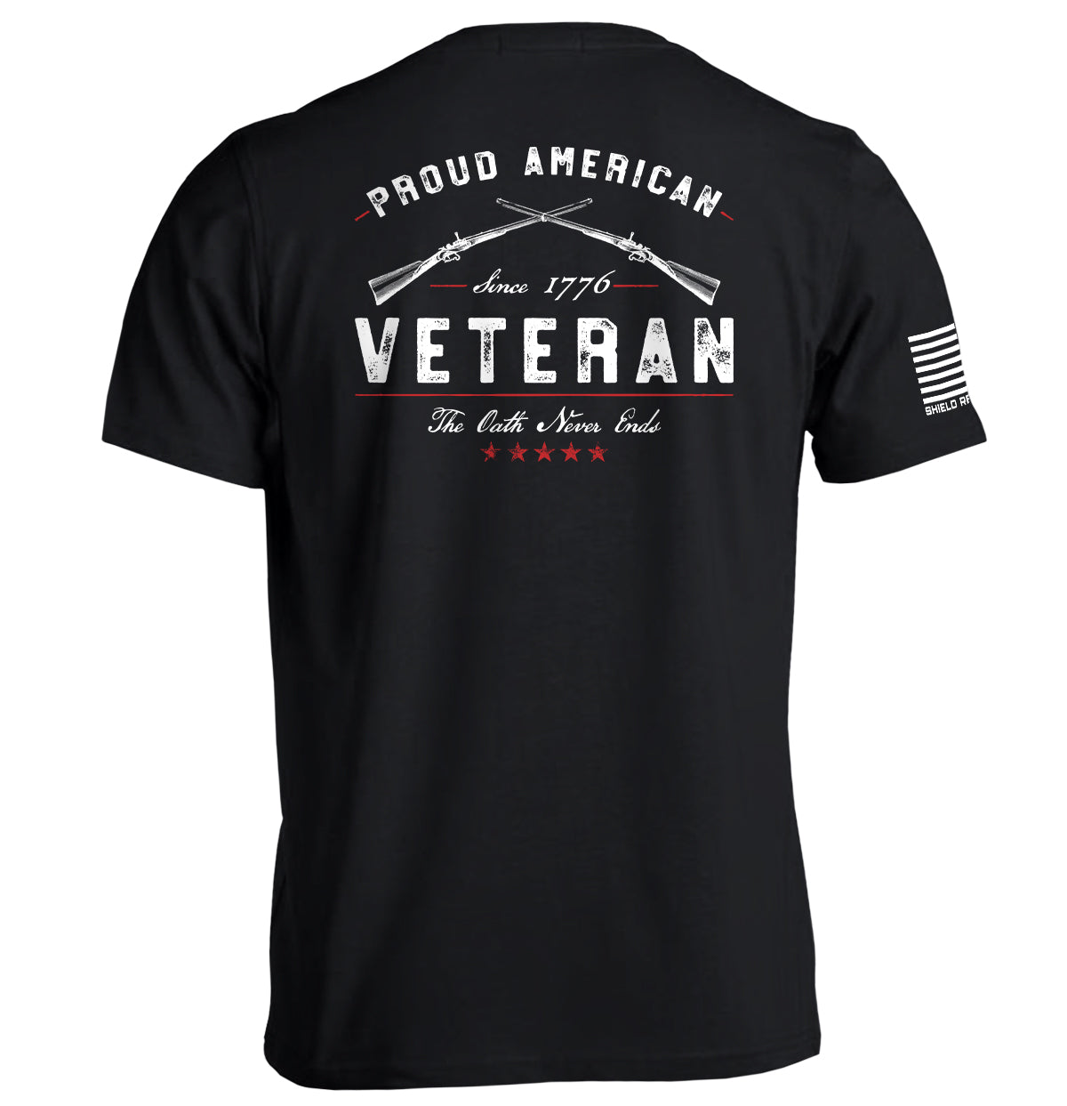 Proud American Veteran The Oath Never Ends Shield Republic
