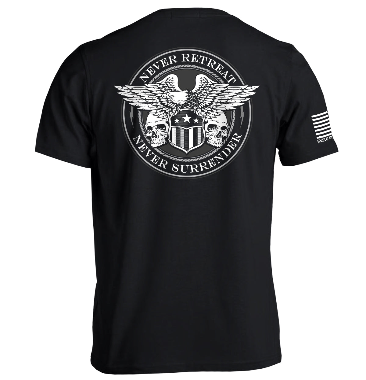 Never Retreat Never Surrender Skulls Shield Republic