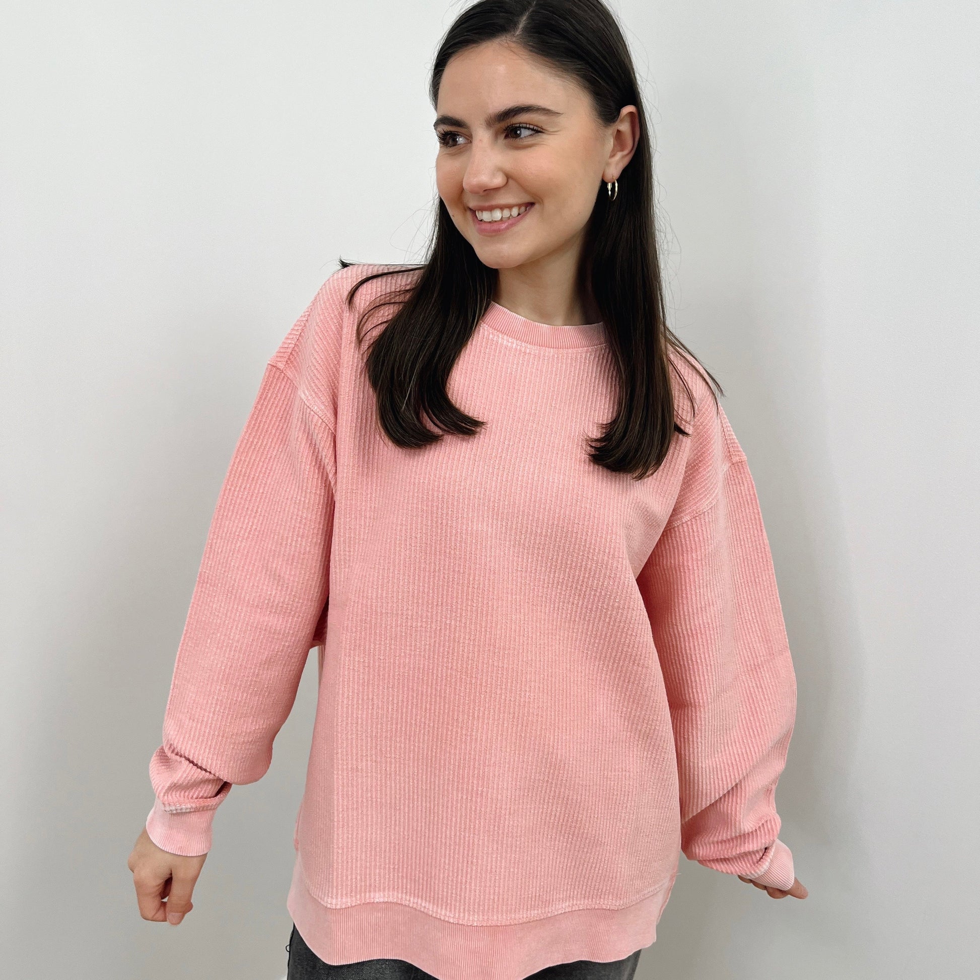 Blossom Pink Oversized Corded Crew Ivy + Cloth