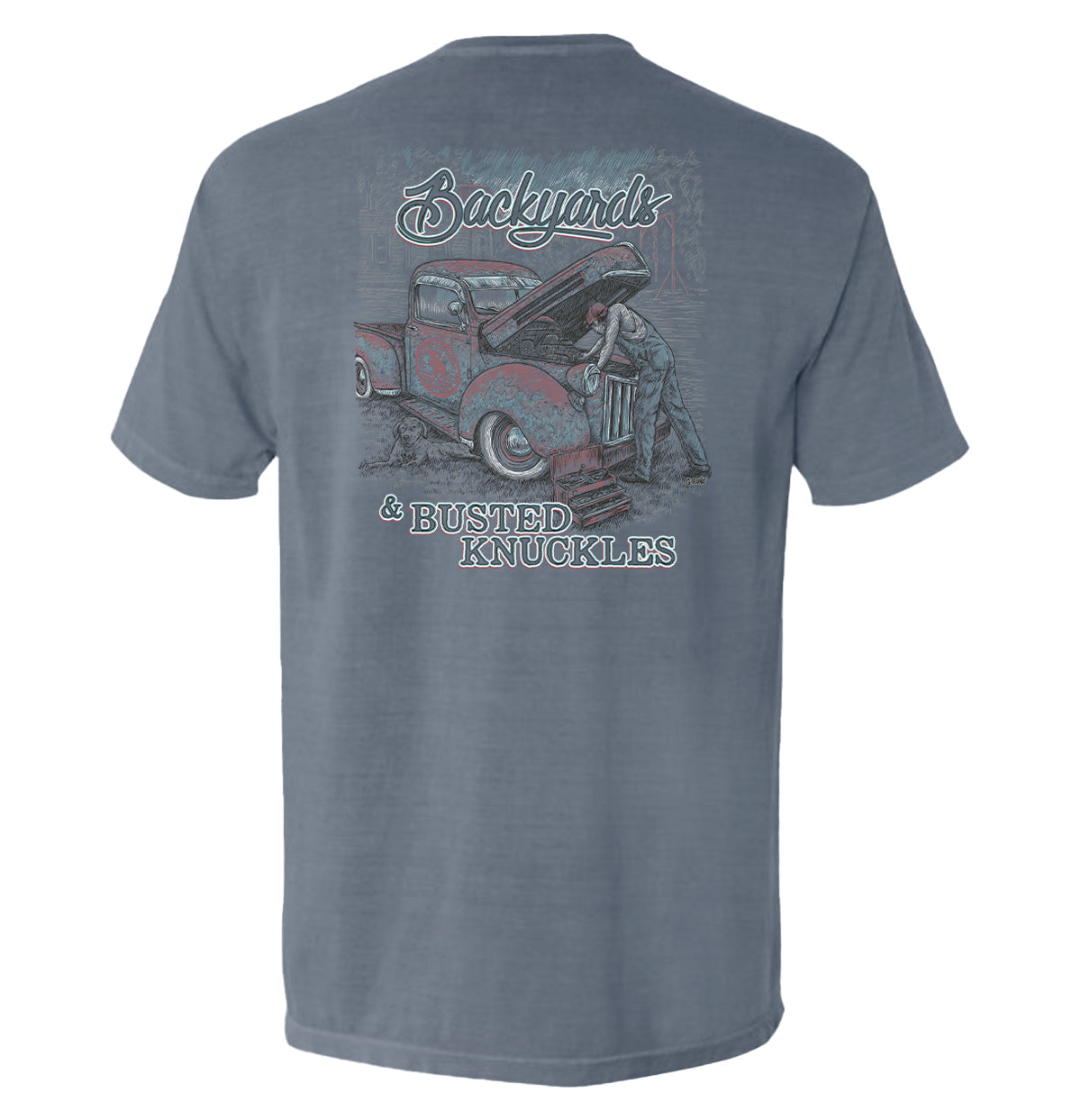 Backyards and Busted Knuckles Pocket Tee Shield Republic