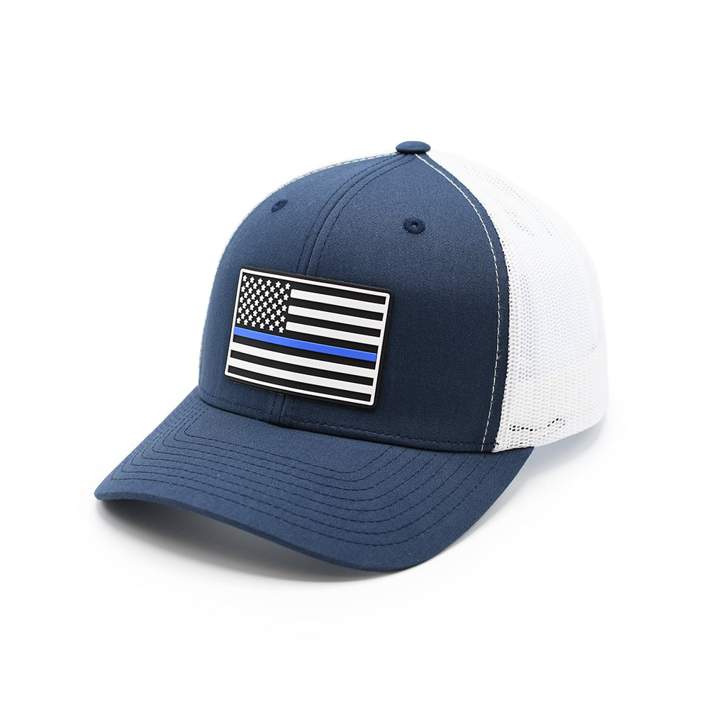 Thin Blue Line Flag PVC Patch Hat Shield Republic
