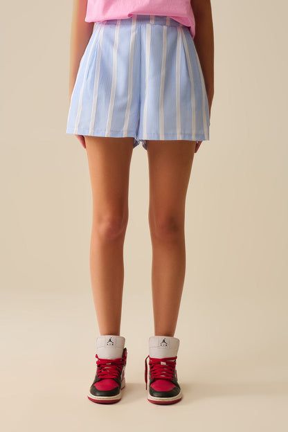 Blue and White Shorts with side pockets Q2store