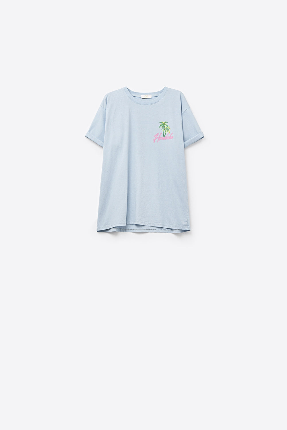 Blue t-shirt made in Italy with Honolulu graphic Q2store