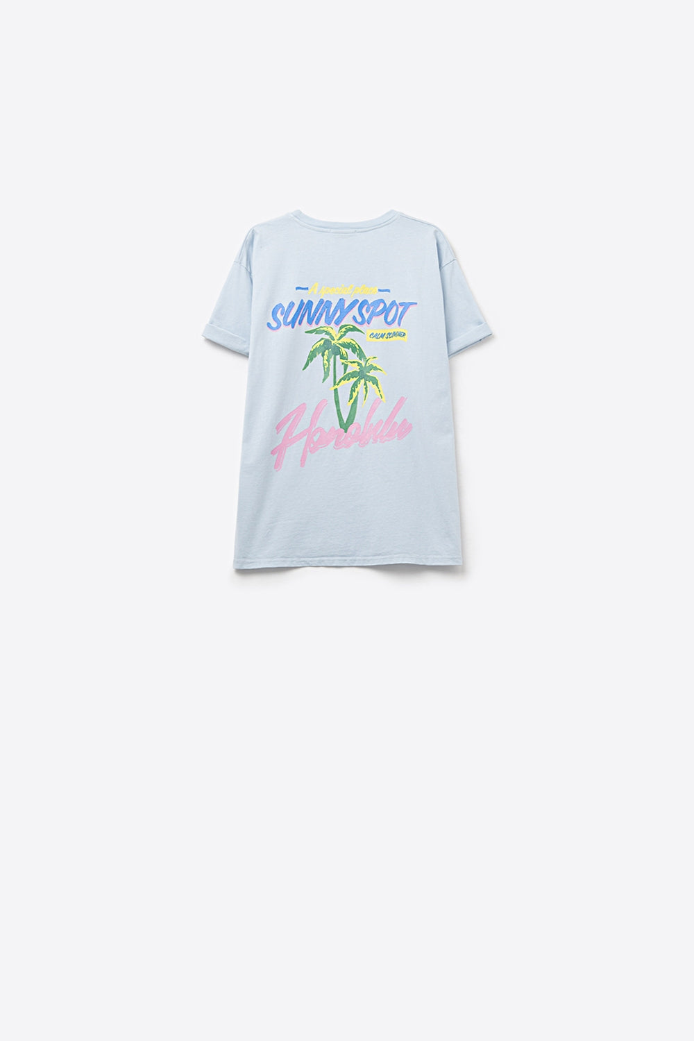 Blue t-shirt made in Italy with Honolulu graphic Q2store