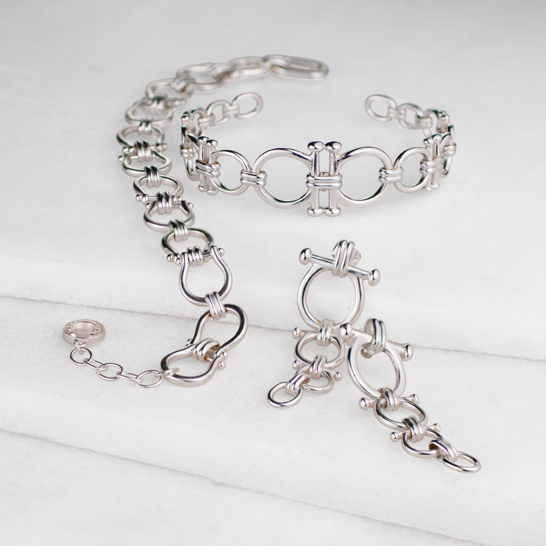 Bocara - Horse Bit Chain Link Equestrian Necklace in Silver Urban-Equestrian