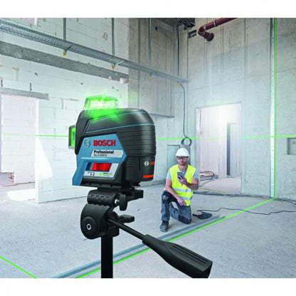 BOSCH GLL3-330CG-B 360-Degree Green Beam Three-Plane Line Laser Level with 2 Batteries VM Hardware