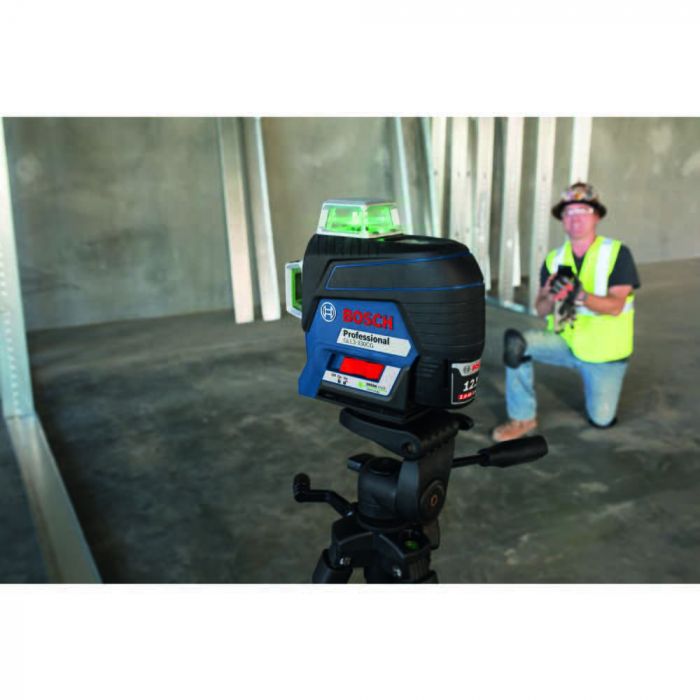 BOSCH GLL3-330CG-B 360-Degree Green Beam Three-Plane Line Laser Level with 2 Batteries VM Hardware