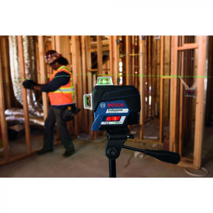 BOSCH GLL3-330CG-B 360-Degree Green Beam Three-Plane Line Laser Level with 2 Batteries VM Hardware