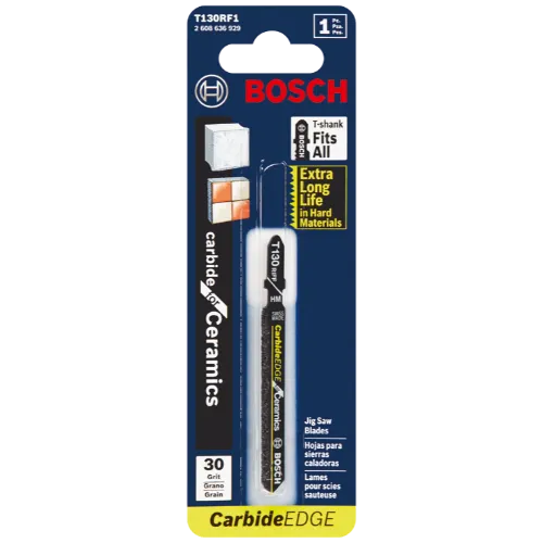 BOSCH T130RF1 3-1/4" 30 Grit Carbide Edge for Ceramics T-Shank Jig Saw Blade VM Hardware