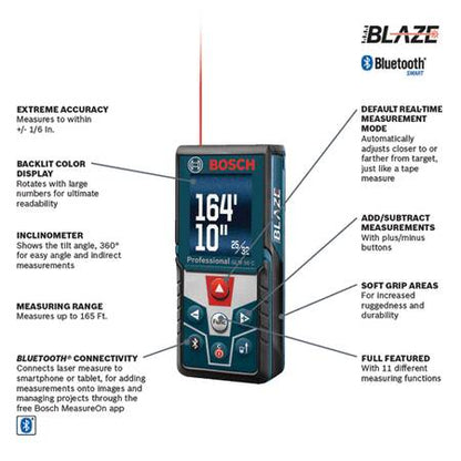BOSCH GLM50C Bluetooth Laser Measure w/ Color Display & Inclinometer 165' - GLM50C VM Hardware