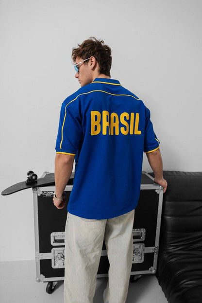 Brazil Football Jersey - Retro Graphic Tee - Vintage Soccer Shirt - Brasil Fan Top Withinblack