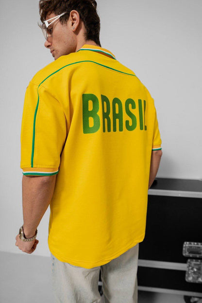 Brazil Football Jersey - Retro Graphic Tee - Vintage Soccer Shirt - Brasil Fan Top Withinblack