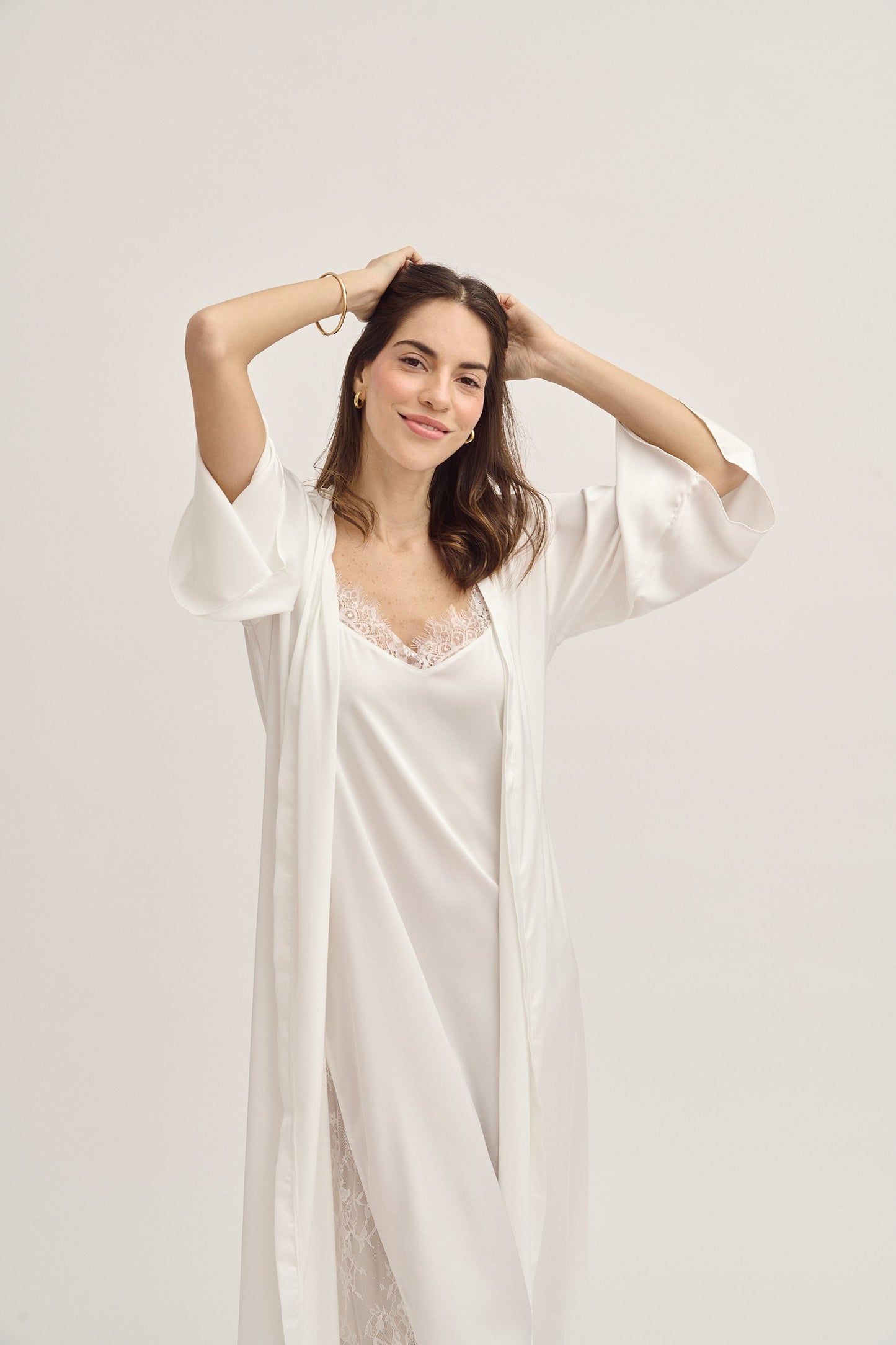 Washable Silk Kimono & Dress Bridal Set Simoné Sleepwear USA