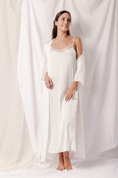 Washable Silk Kimono & Dress Bridal Set Simoné Sleepwear USA