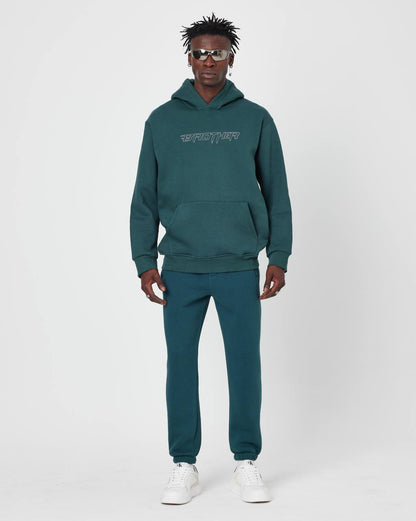 Brother Oversized Hoodie Sweatshirt - Embroidered and Raised Details Withinblack
