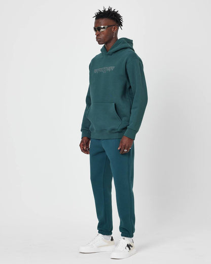 Brother Oversized Hoodie Sweatshirt - Embroidered and Raised Details Withinblack