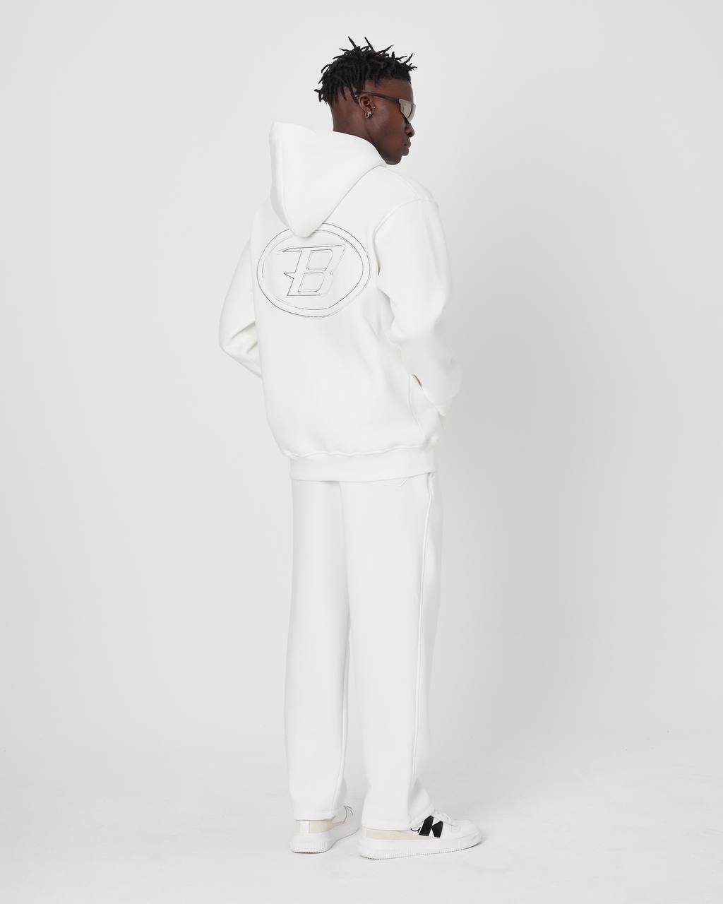 Brother Oversized Hoodie Sweatshirt - Embroidered and Raised Details Withinblack