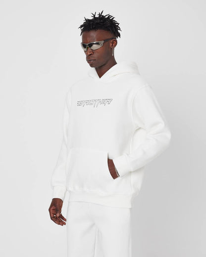 Brother Oversized Hoodie Sweatshirt - Embroidered and Raised Details Withinblack