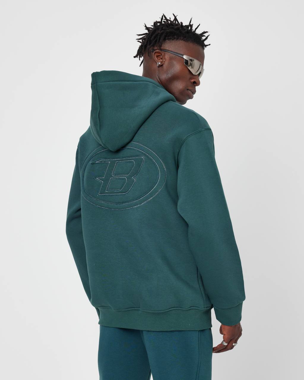 Brother Oversized Hoodie Sweatshirt - Embroidered and Raised Details Withinblack