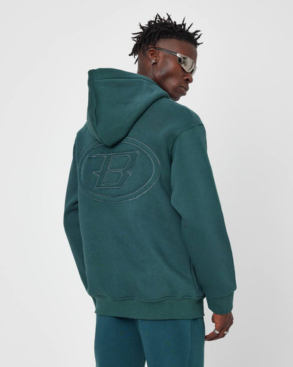 Brother Oversized Hoodie Sweatshirt - Embroidered and Raised Details Withinblack