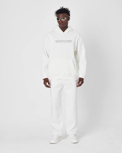 Brother Oversized Hoodie Sweatshirt - Embroidered and Raised Details Withinblack