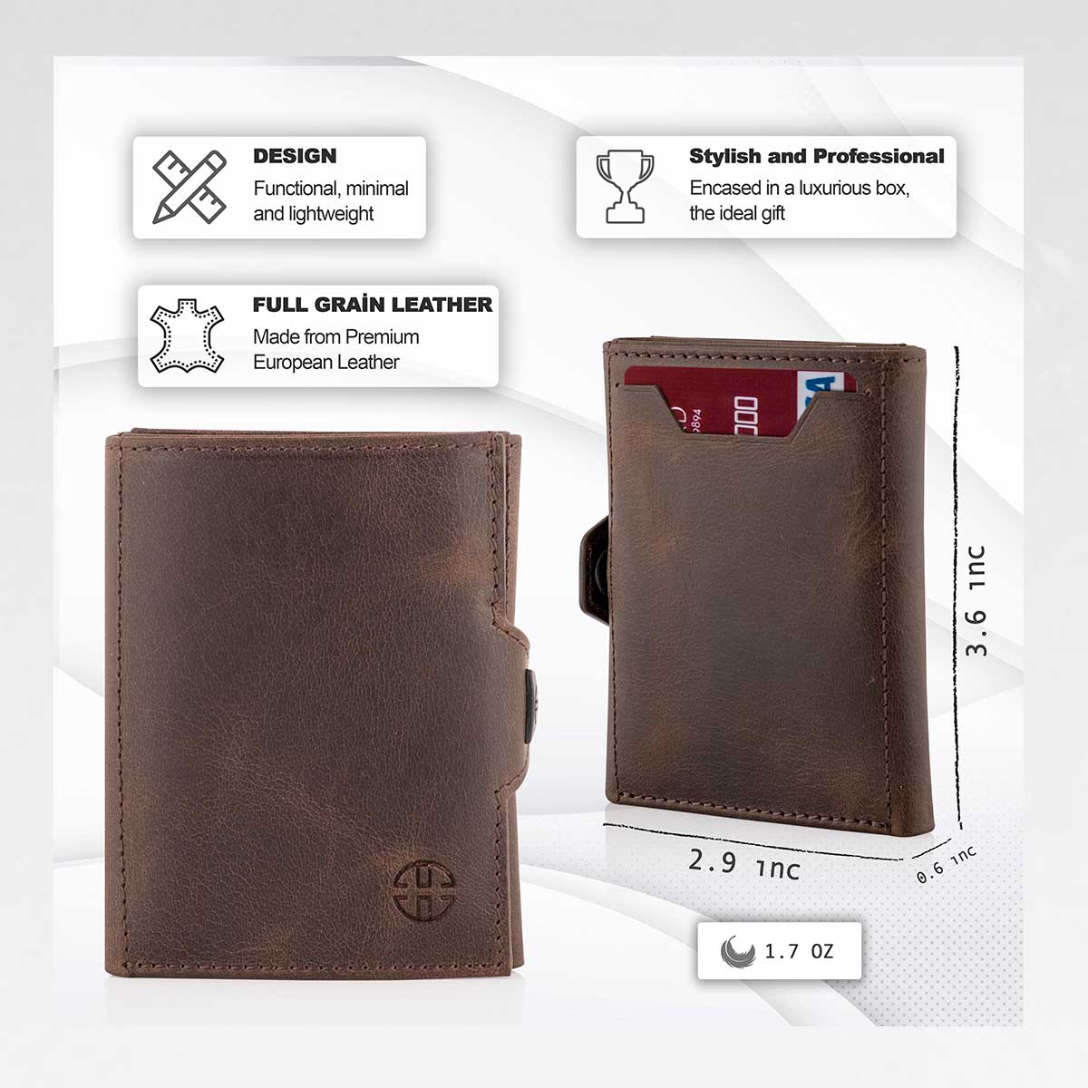 Verona Front Pocket Trifold Leather Wallet Trusador