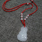 Buddhist Woven Necklace Lotus Guanyin jade Buddha Pendant Long Life Lock Pendant Lucky Necklace
