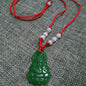 Buddhist Woven Necklace Lotus Guanyin jade Buddha Pendant Long Life Lock Pendant Lucky Necklace