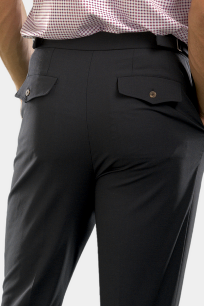 Pleated Wool Trouser Pants - Navy Buki