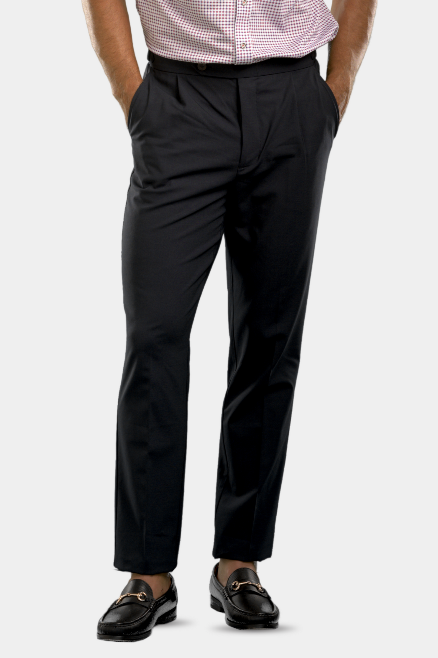 Pleated Wool Trouser Pants - Navy Buki