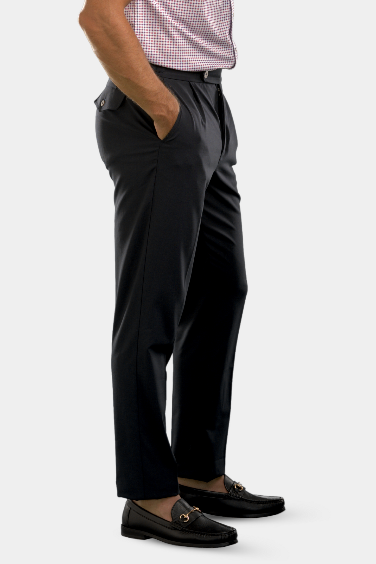 Pleated Wool Trouser Pants - Navy Buki