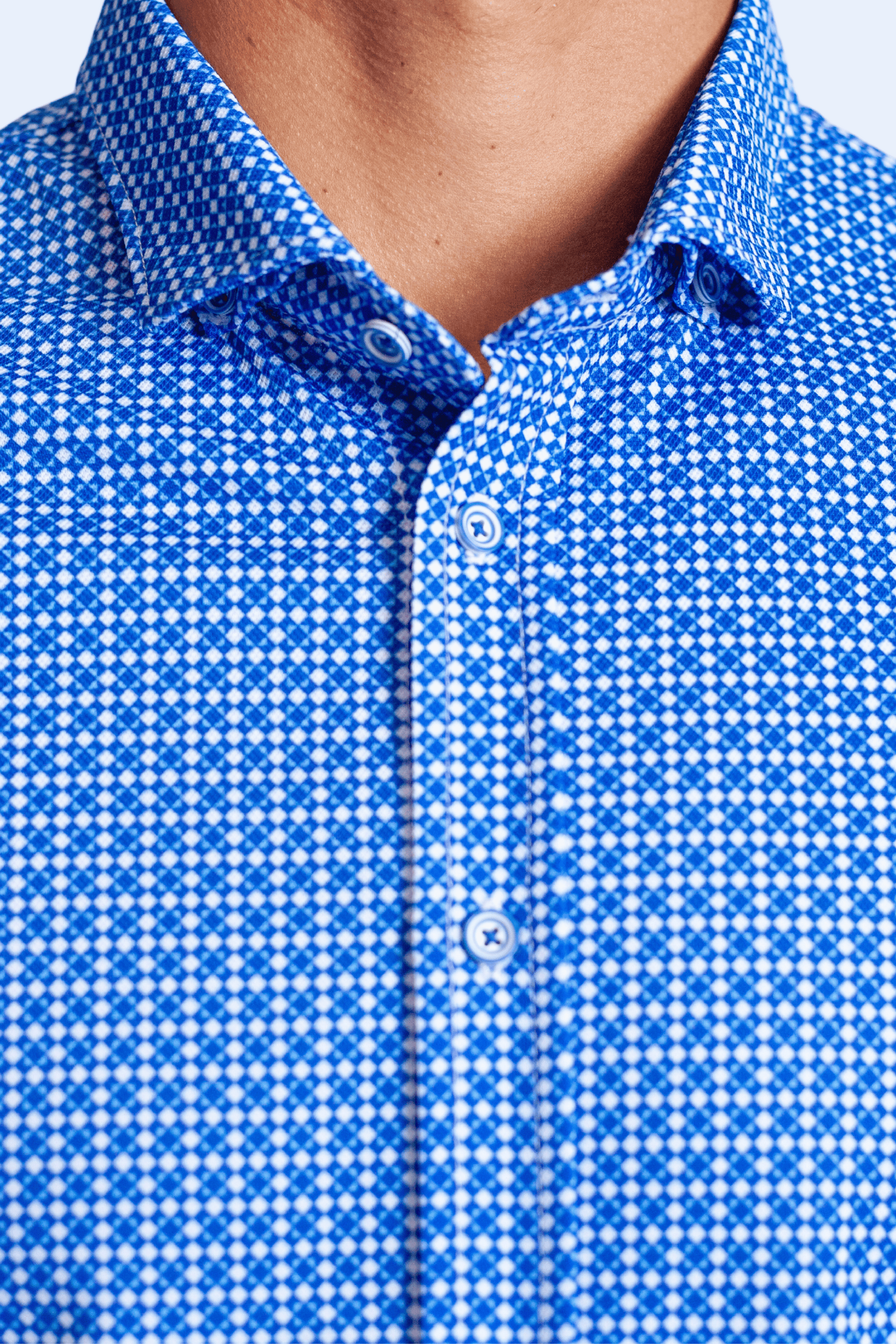Swiss Check Long Sleeve Tech Shirt - Blue Buki