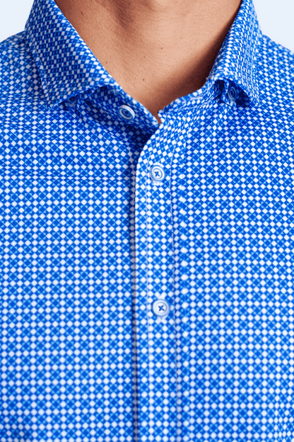 Swiss Check Long Sleeve Tech Shirt - Blue Buki