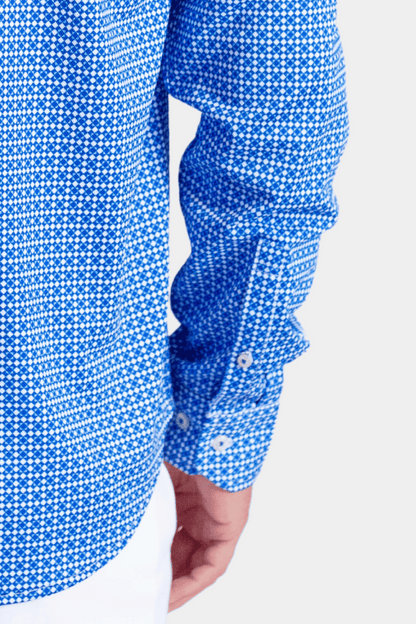 Swiss Check Long Sleeve Tech Shirt - Blue Buki