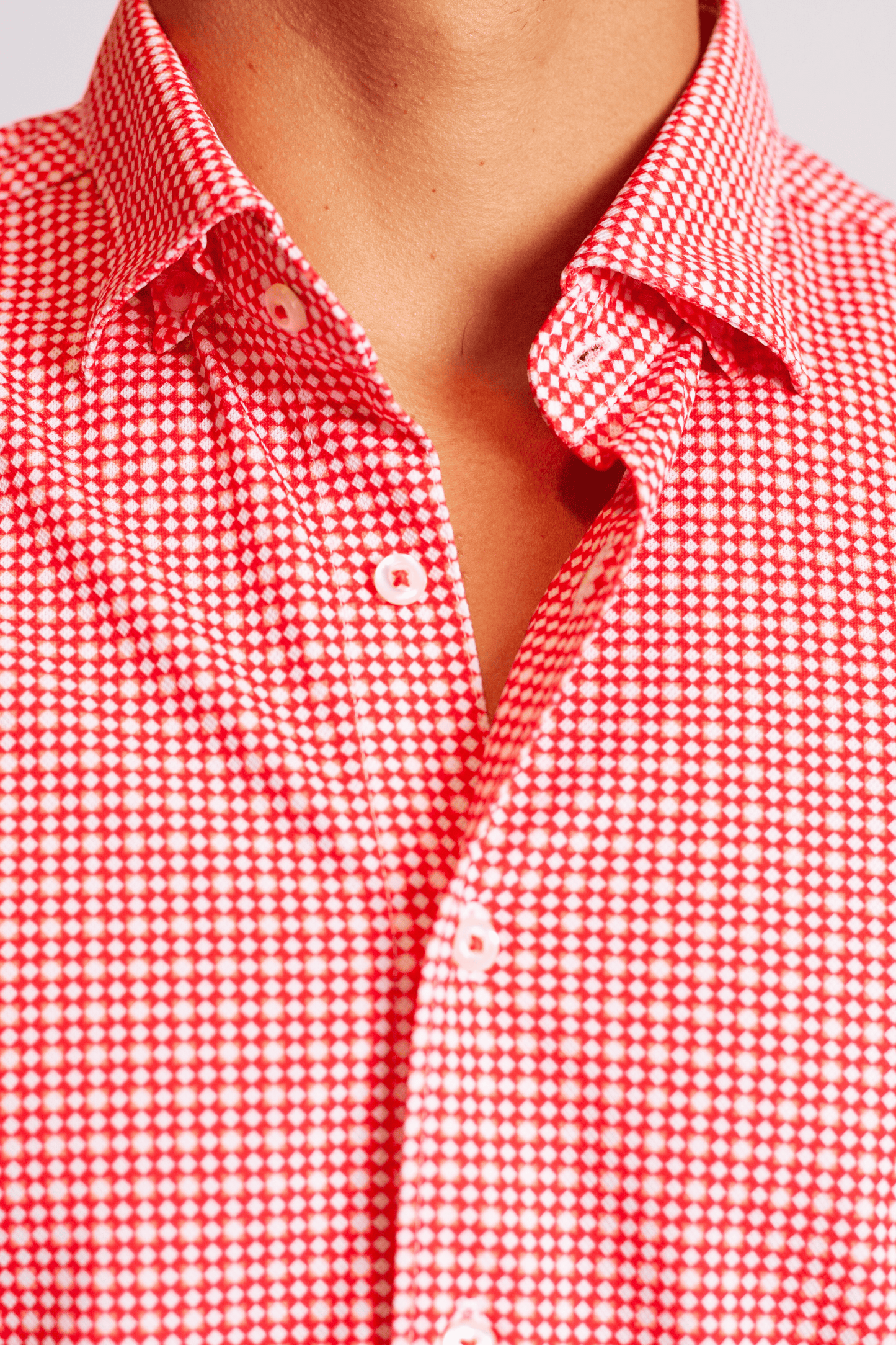 Swiss Check Long Sleeve Tech Shirt - Red Buki