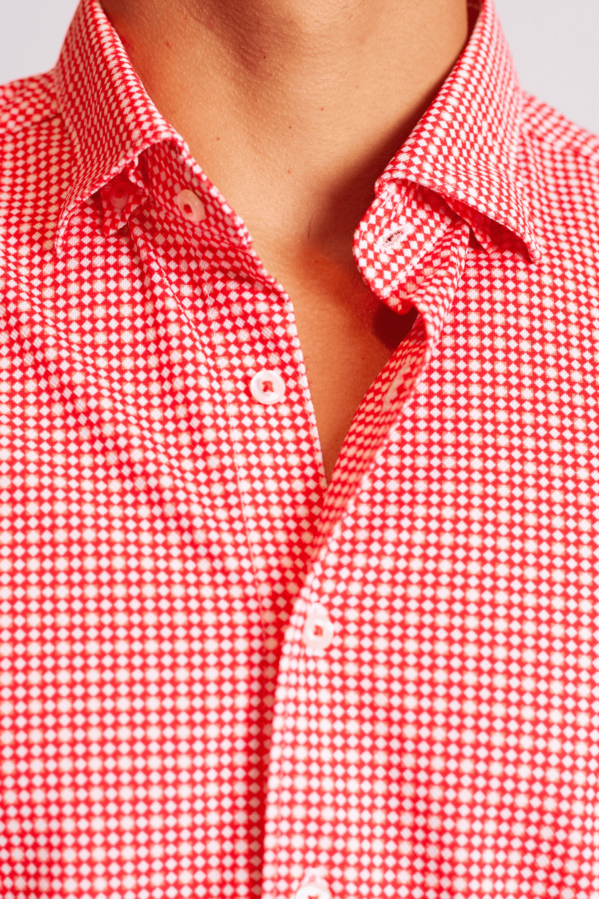 Swiss Check Long Sleeve Tech Shirt - Red Buki