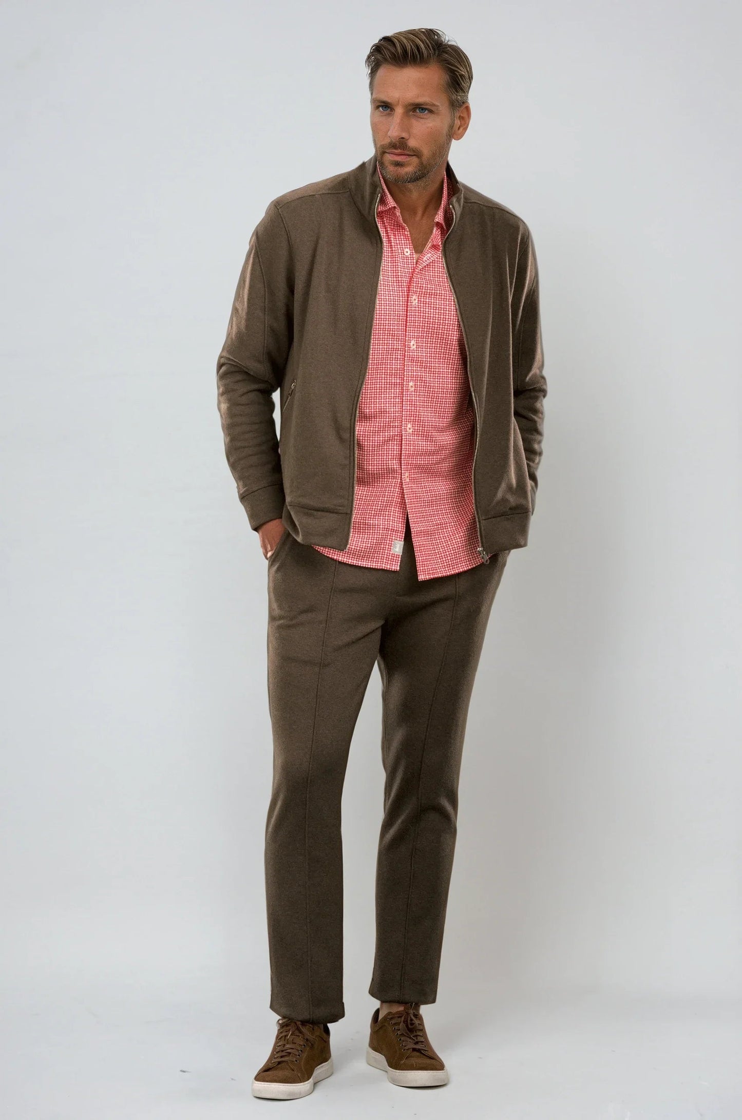 Swiss Check Long Sleeve Tech Shirt - Red Buki