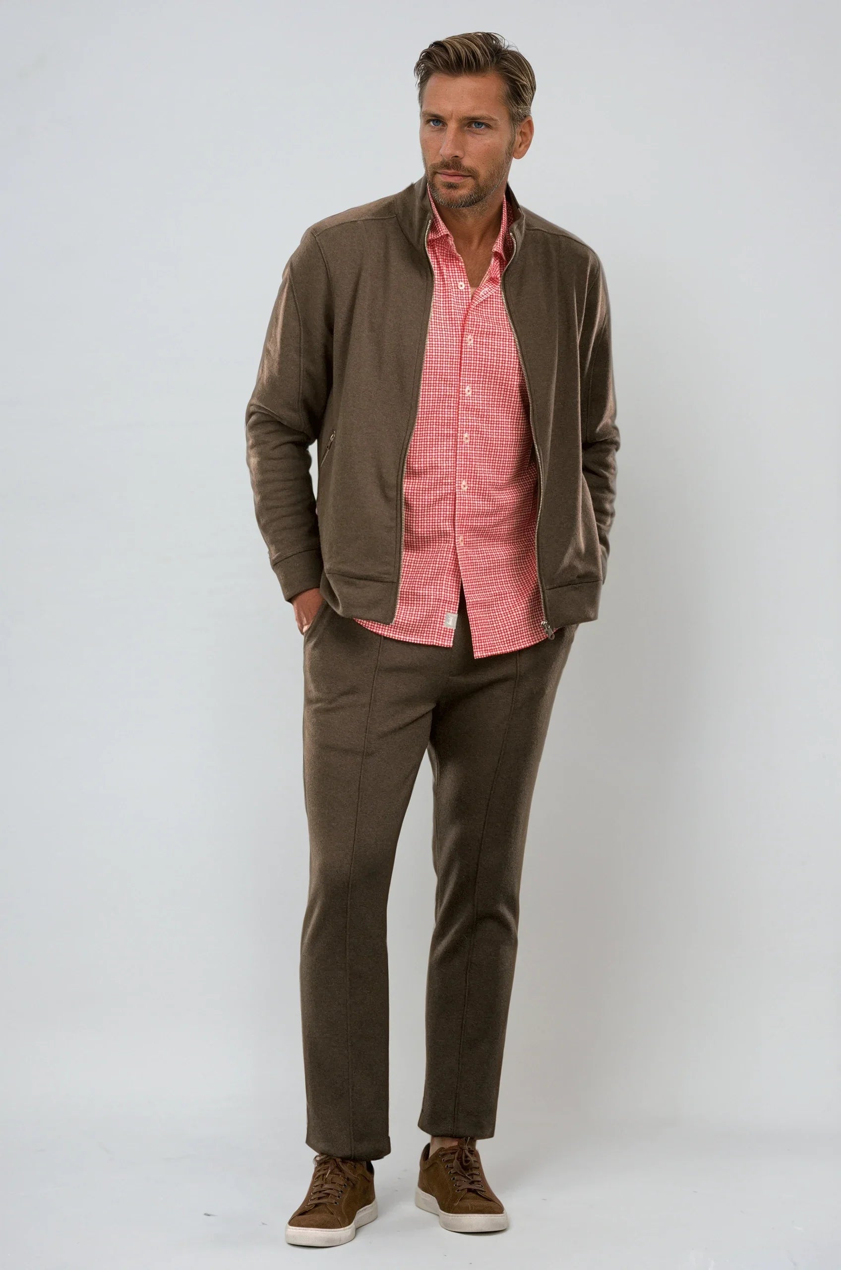 Swiss Check Long Sleeve Tech Shirt - Red Buki