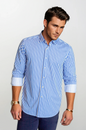 The Go Big Stripe Long Sleeve Tech Shirt - Royal Blue Buki