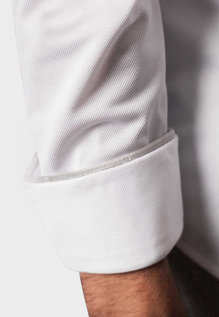 Classic White Long Sleeve Button Down Tech Shirt Buki