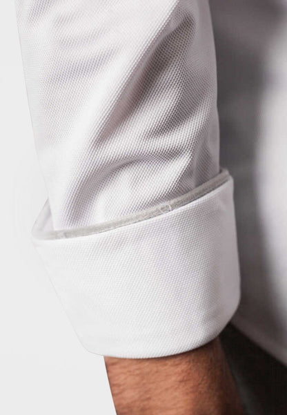 Classic White Long Sleeve Button Down Tech Shirt Buki
